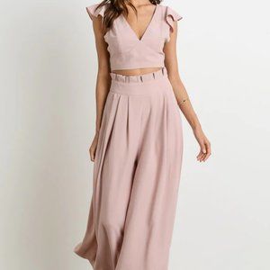Flutter Sleeve Top and Paperbag Bottom - 2 Piece Set